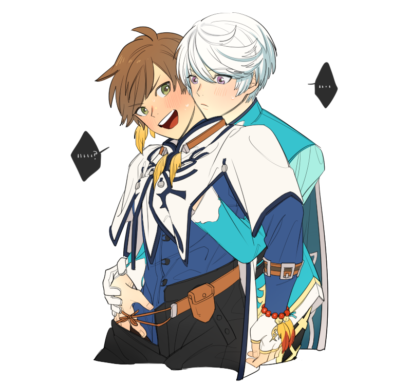 ..., 2boys, blush, bracelet, brown_hair, feathers, fingerless_gloves, gloves