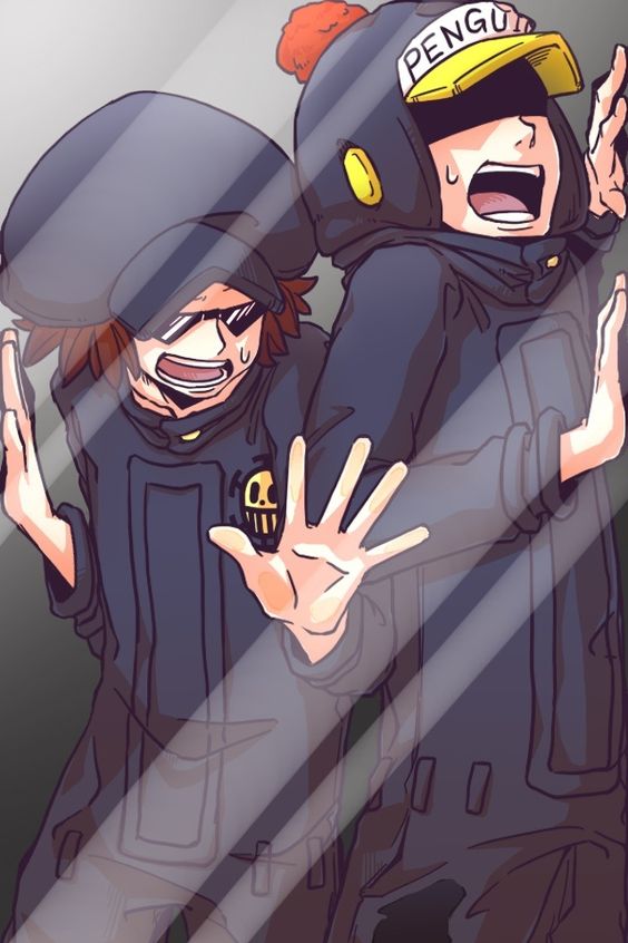 2boys, artist_request, earflap_hat, glasses, hat, hat_pompom, heart_pirates, jumpsuits