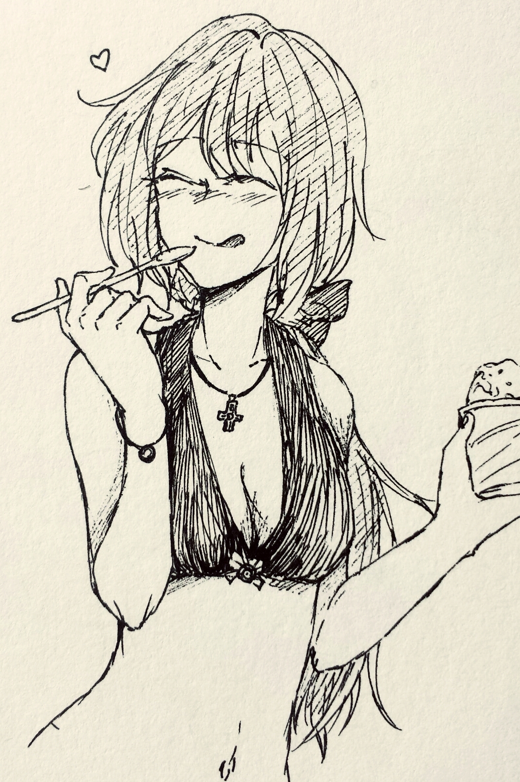 1girl, :p, bikini, bikini_top, boned-woo, bracelet, braid, closed_eyes