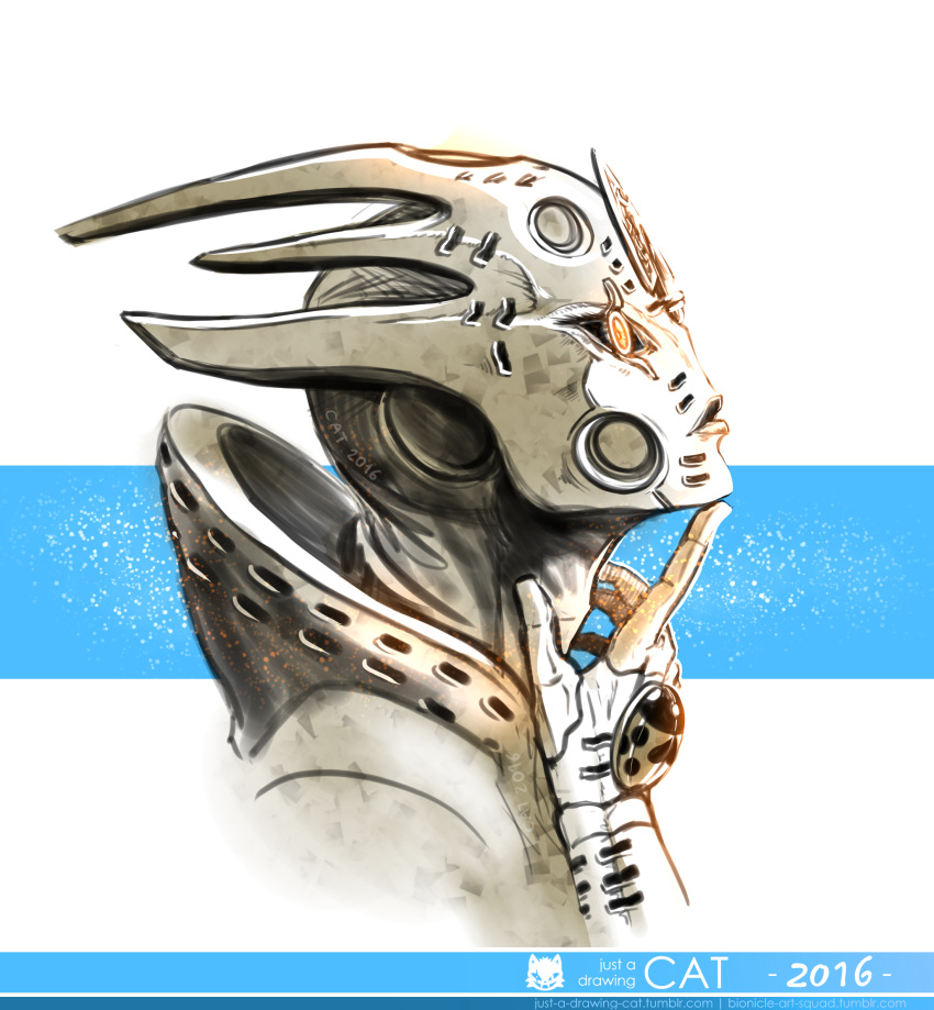 artist_name, finger_to_chin, from_side, gold_experience_requiem, highres, jojo_no_kimyou_na_bouken, just-a-drawing-cat, no_humans