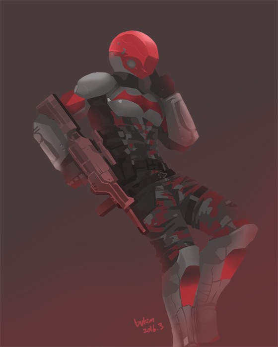 1boy, armor, bat_symbol, batman_(series), camouflage, dc_comics, full_body, gun