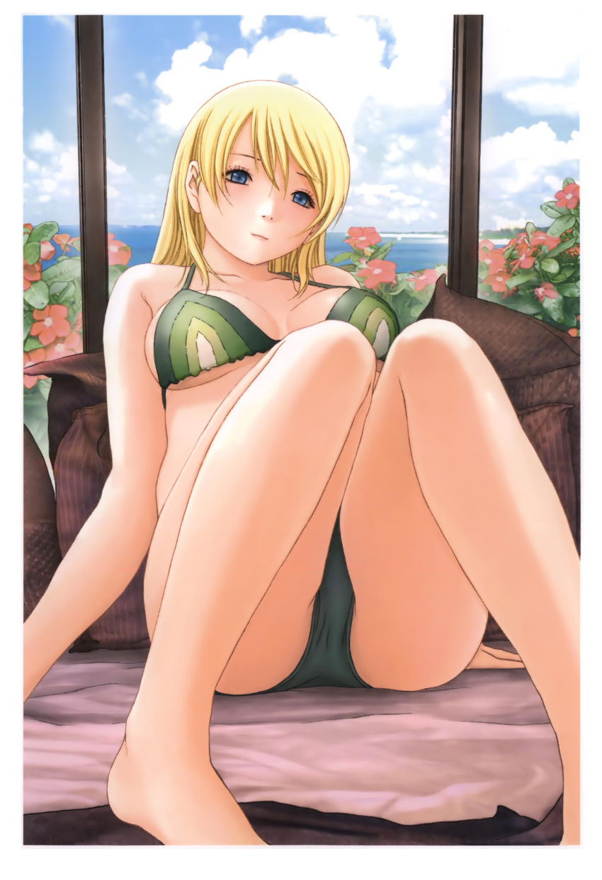 1girl, absurdres, bikini, blonde_hair, blue_eyes, breasts, btooom!, highres