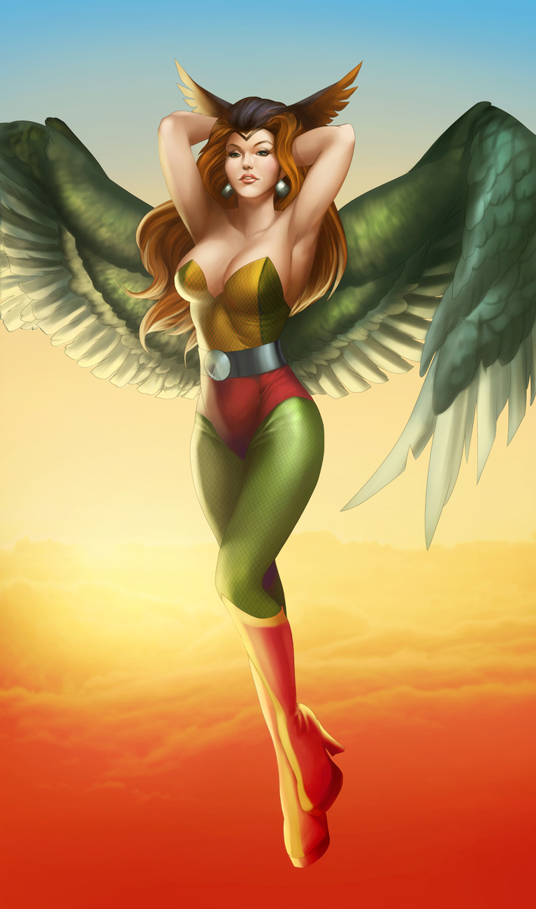 1girl, bodysuit, boots, breasts, cleavage, clouds, dc_comics, earrings