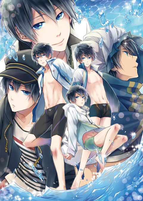 1boy, aoi_tomomi, black_hair, blue_eyes, free!, hat, high_speed!, male_focus