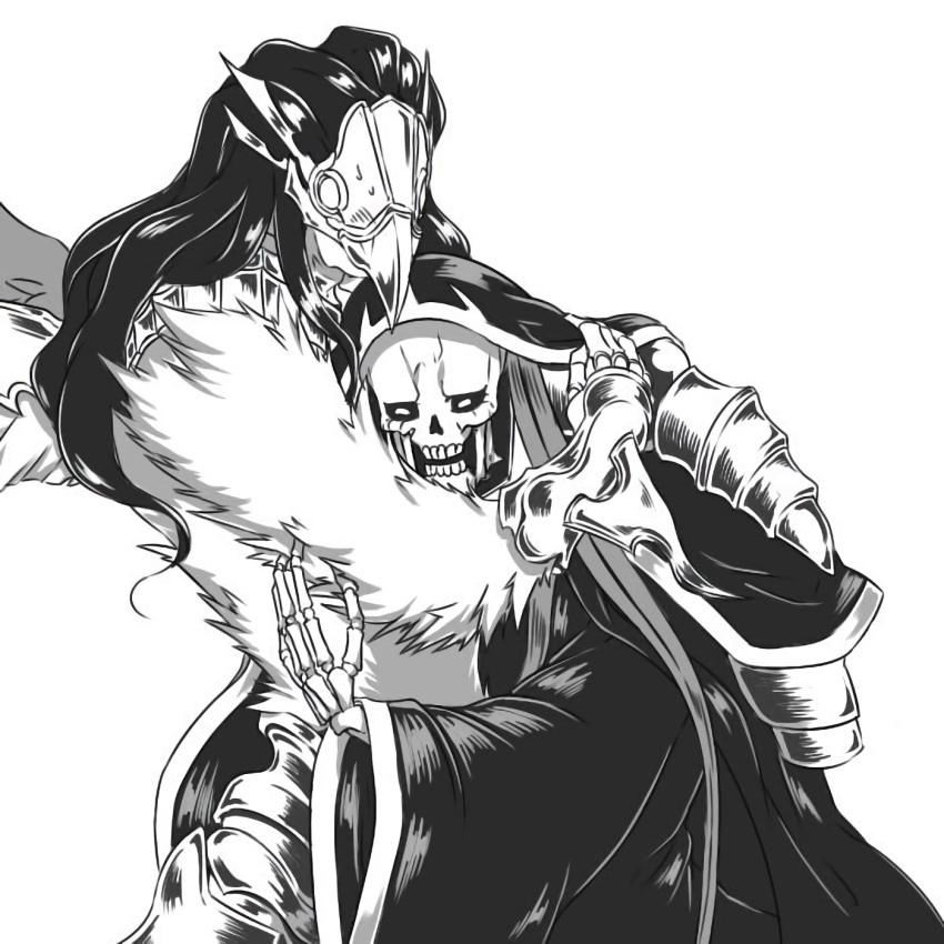 2boys, ainz_ooal_gown, armor, artist_request, bird, black_hair, blush, closed_eyes