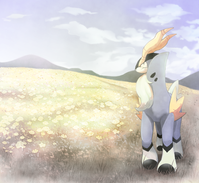 10s, cobalion, flower, horns, leaf, mutsuri_(schwarzer-hund), no_humans, pokemon