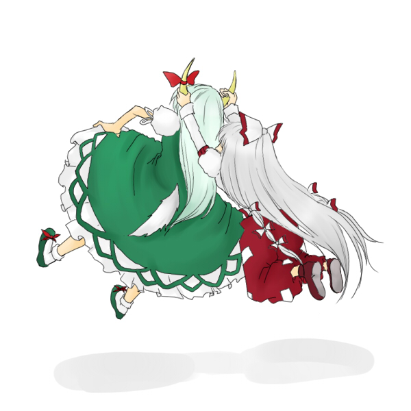 bad_id, ex-keine, ex_keine, fujiwara_no_mokou, kamishirasawa_keine, multiple_girls, somo, touhou