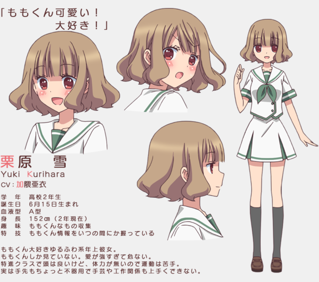 1girl, bangs, blunt_bangs, bob_cut, brown_hair, character_sheet, eyebrows, eyebrows_visible_through_hair