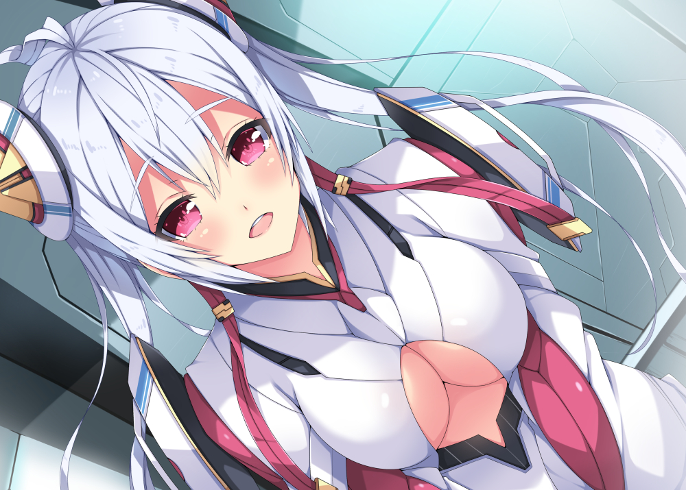 1girl, blush, breasts, long_hair, matoi_(pso2), mikoto_cluster, milkpanda, open_mouth