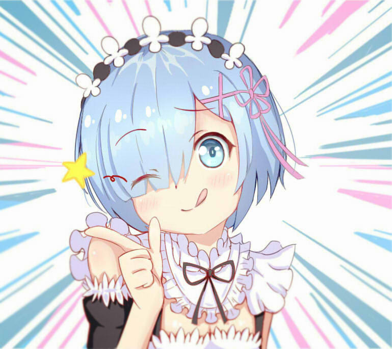 1girl, baka_(080127), blue_eyes, blue_hair, detached_sleeves, dress, hair_ornament, hair_over_one_eye