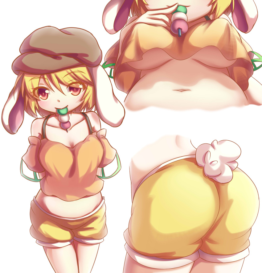 1girl, :3, absurdres, animal_ears, arms_behind_back, ass, bangs, belly
