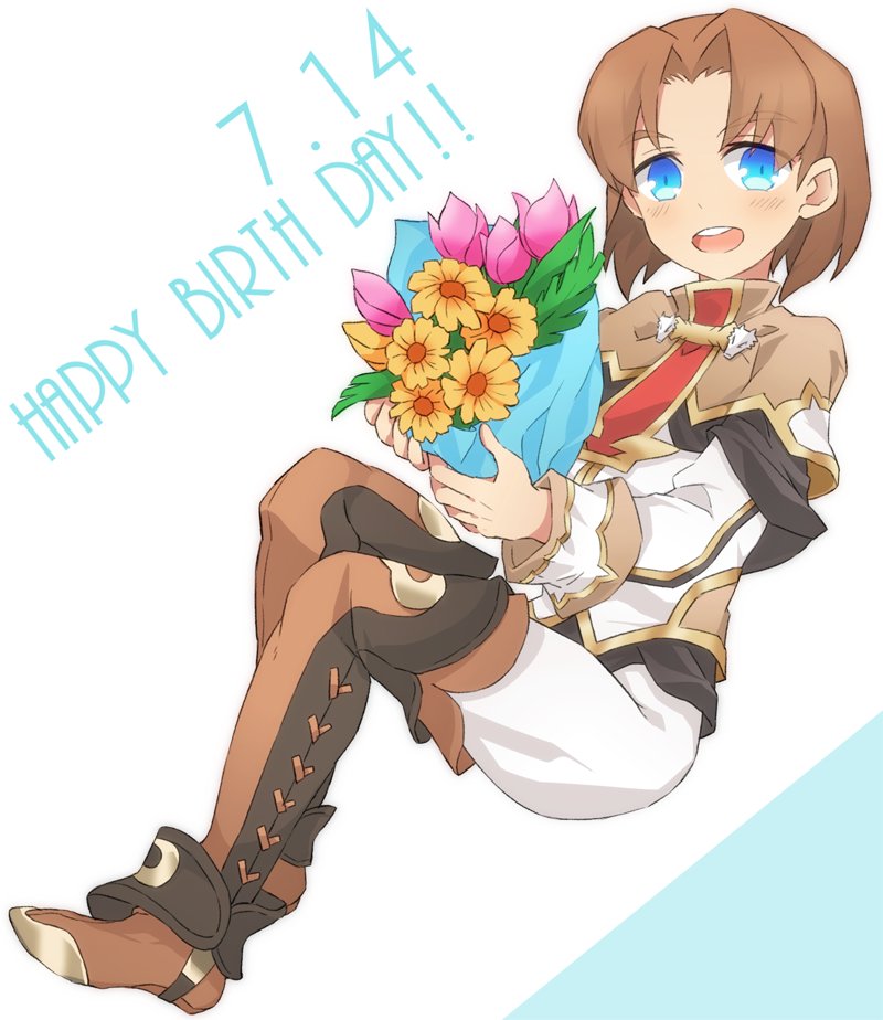 1boy, blue_eyes, blush, boots, brown_eyes, brown_hair, male_focus, michael_lancelot