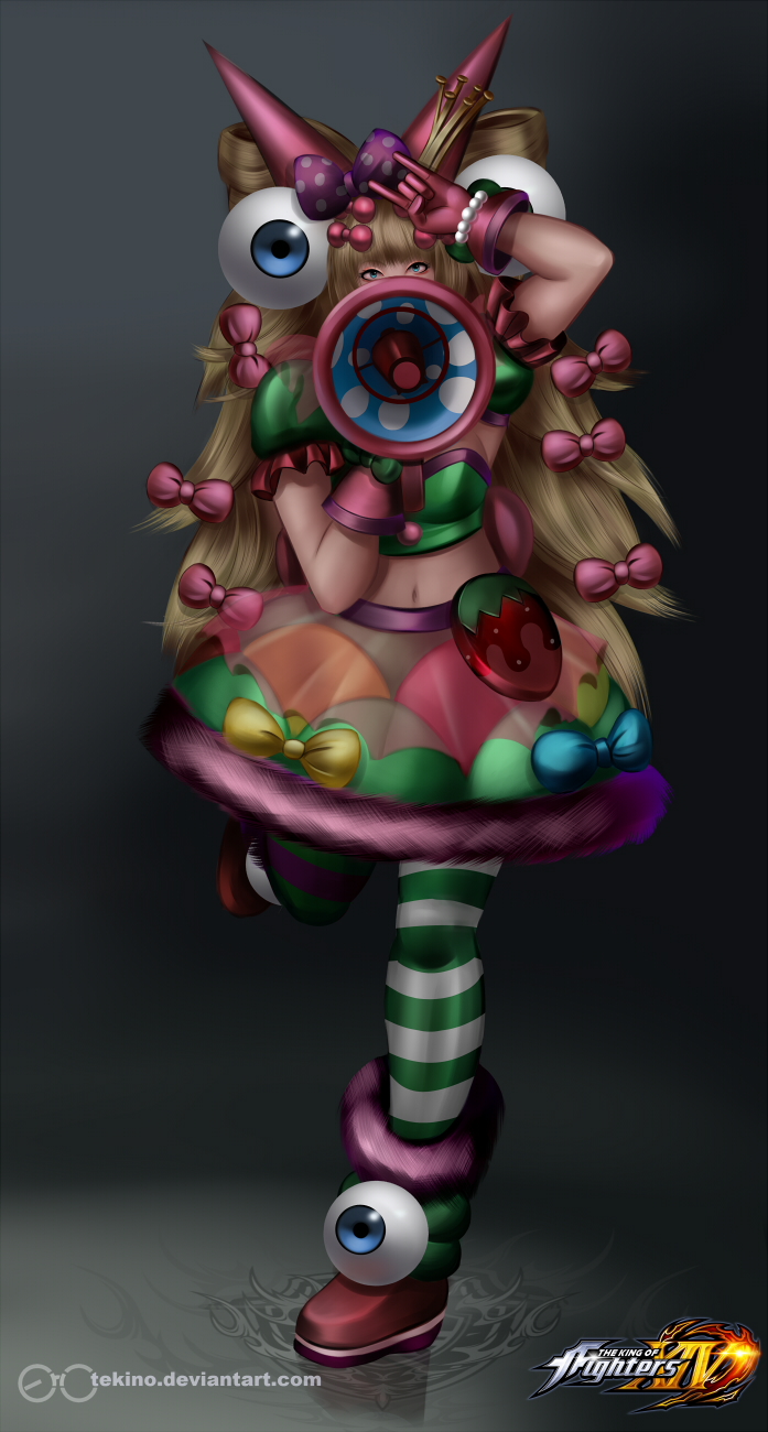 blonde_hair, bracelet, eyeball, fake_horns, gloves, highres, jewelry, megaphone