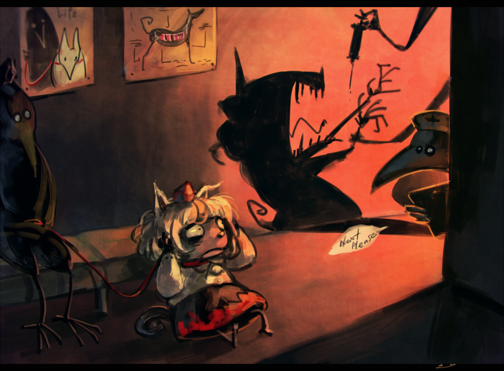 1girl, animal_ears, bird, black_skirt, crow, hand_on_head, hat, inubashiri_momiji