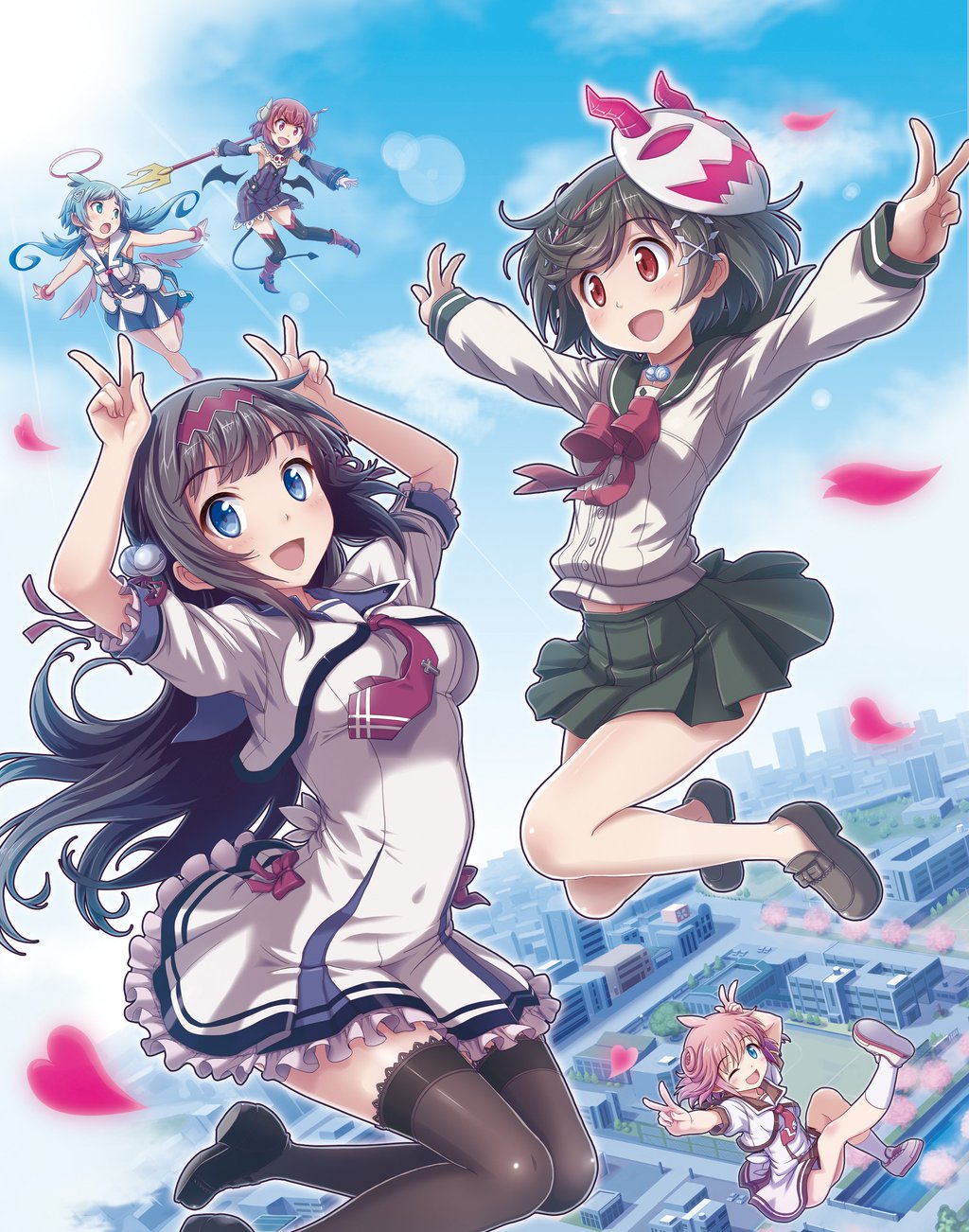 5girls, ekoro_(gal*gun), gal_gun, gal_gun_double_peace, kamizono_maya, kamizono_shinobu, kurona_(gal*gun), multiple_girls