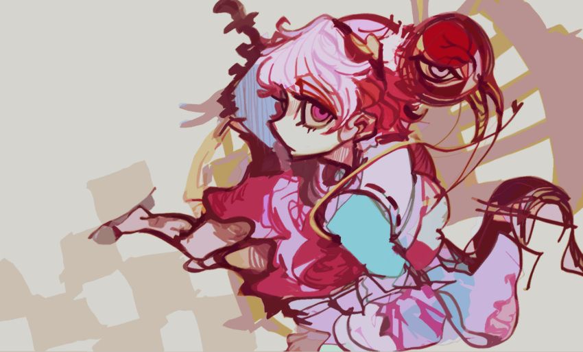 1girl, eyeball, from_side, hairband, heart, komeiji_satori, l5_(nanbabodaaa), long_sleeves