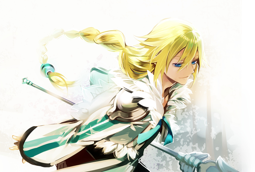 1boy, blonde_hair, blue_eyes, braid, disgaea, feathers, long_hair, male_angel_(disgaea)