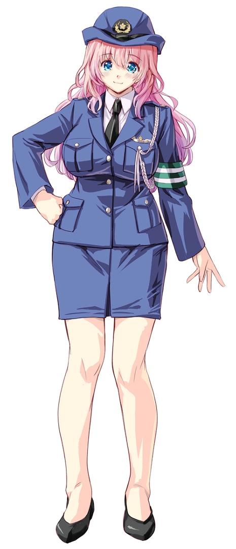 1girl, gloves, police, police_uniform, policewoman, skirt, type6, uniform