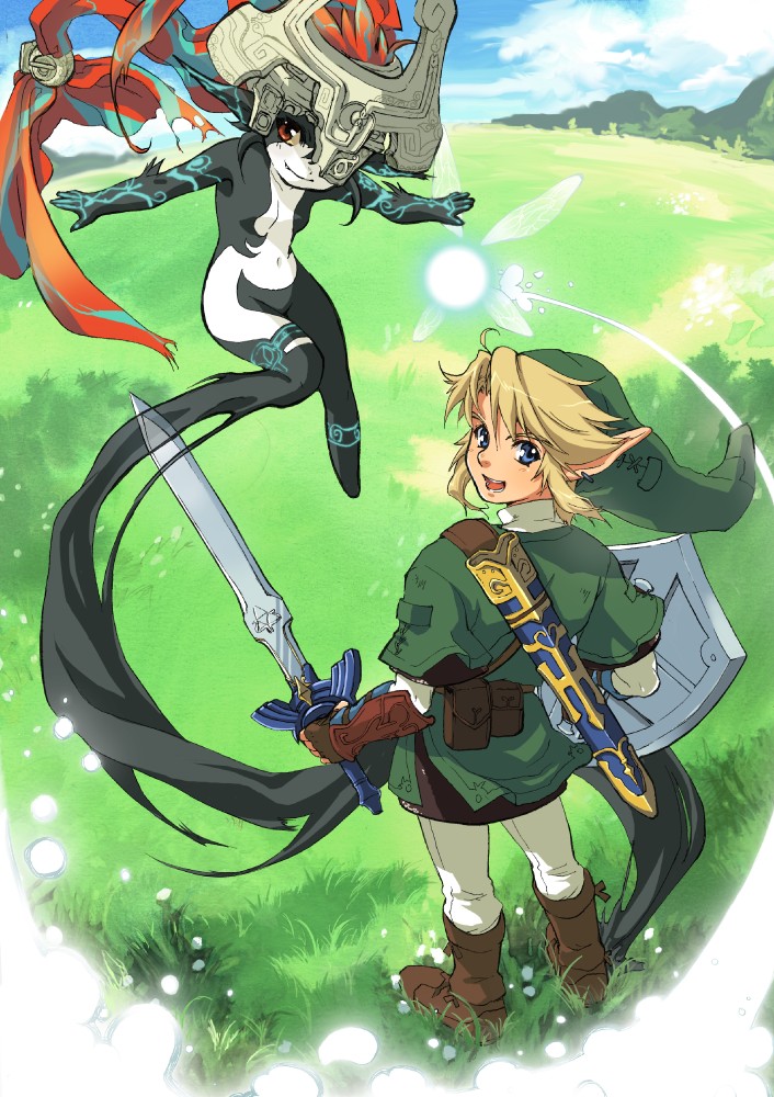 dissolving, fairy, field, grass, hat, helmet, imp, link