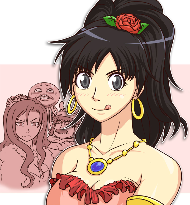 bare_shoulders, black_eyes, black_hair, deborah, deborah's_daughter, deborah's_daughter, dragon_quest, dragon_quest_v