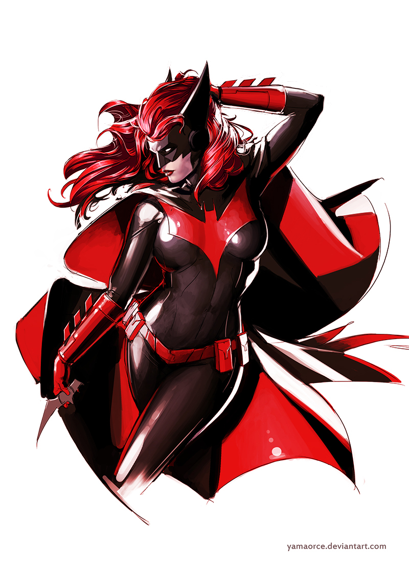 1girl, bat_symbol, batarang, batwoman, belt, bodysuit, cape, dc_comics