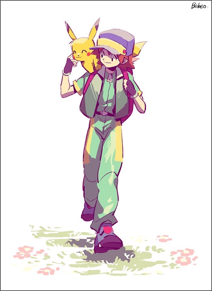 1boy, :3, ^_^, artist_name, backpack, bag, baseball_cap, black_gloves