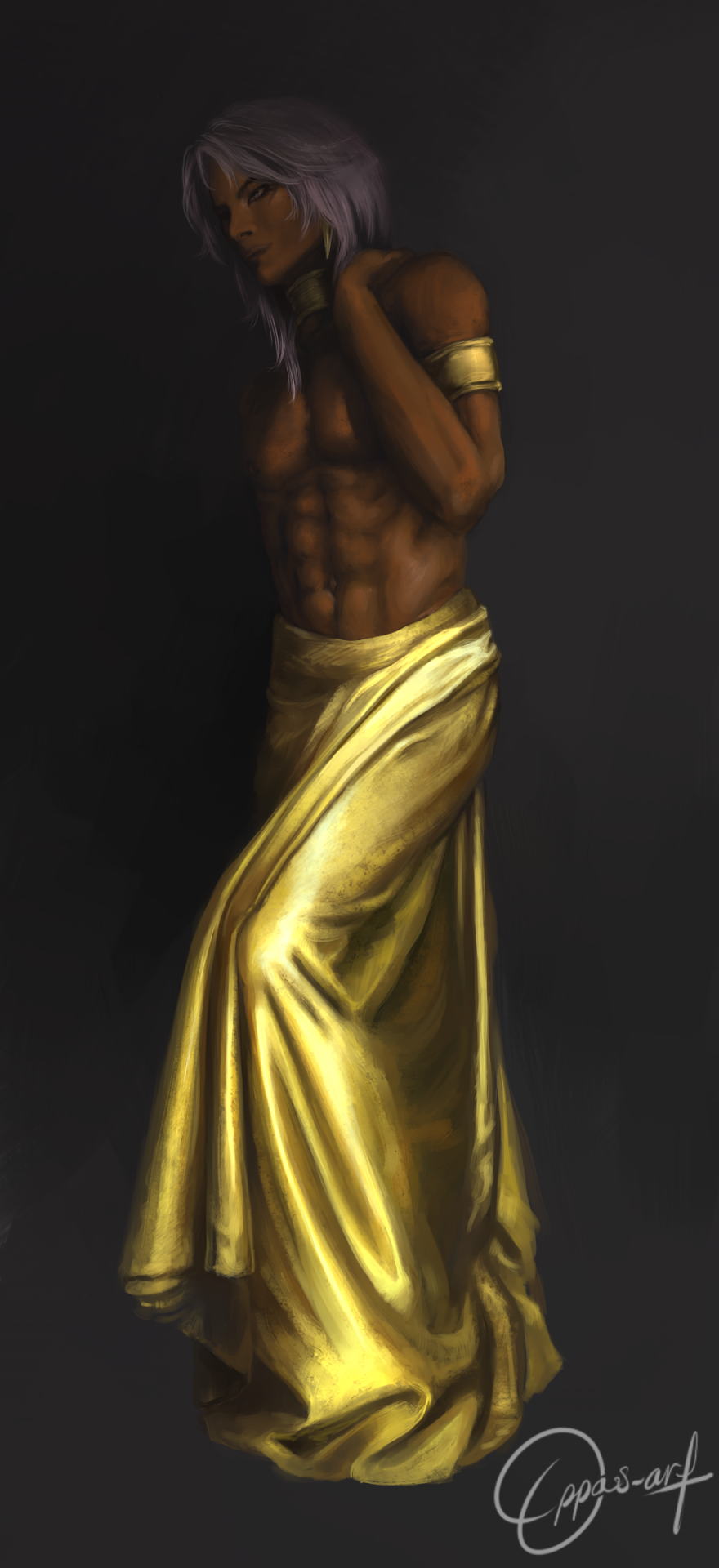 1boy, abs, armband, bad-oppa, dark, dark_skin, dark_skinned_male, earrings