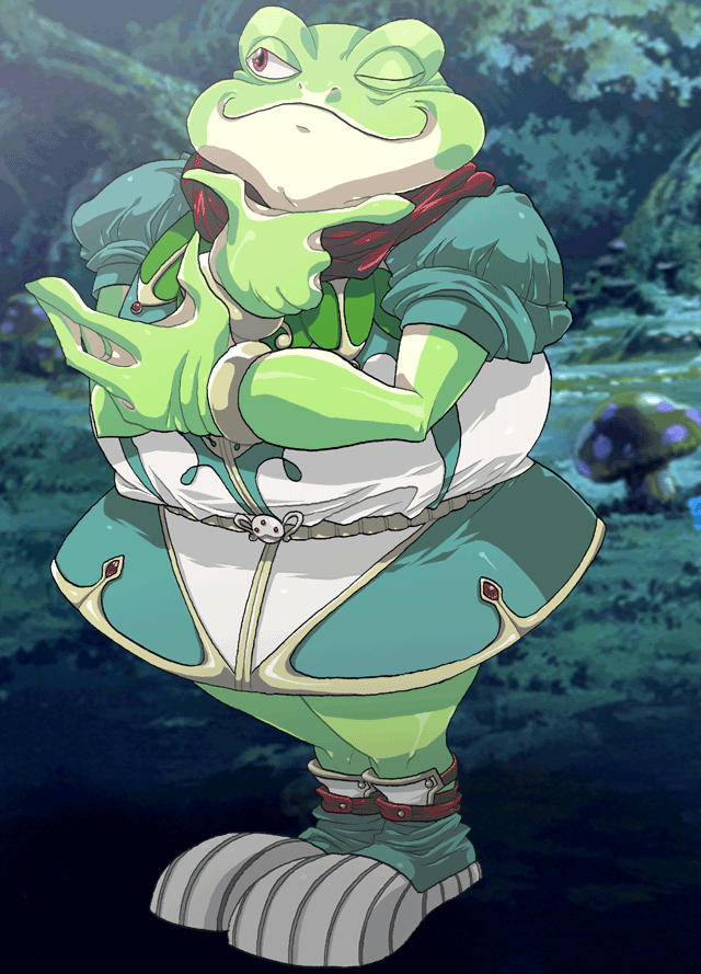 breath_of_fire, breath_of_fire_ii, ekaru_hoppe_de_pe_tapeta, frog, fujitaka_(akasora), jean_(breath_of_fire), red_eyes