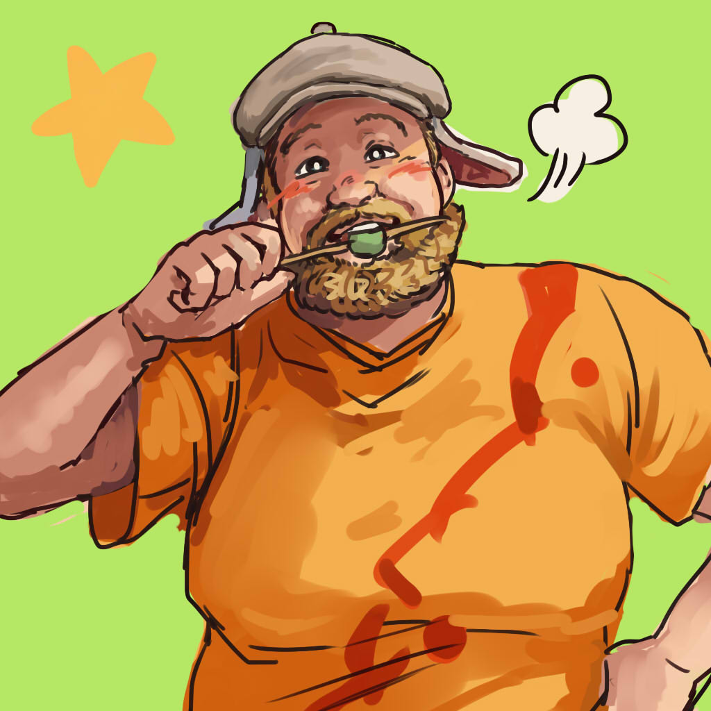 1boy, american_ringo, animal_ears, beard, blush, brown_hair, chanta_(ayatakaoisii), dango