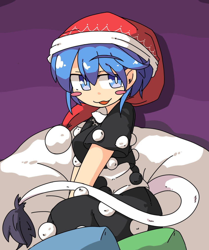 1girl, :3, :d, amura_(artist), blue_eyes, blue_hair, blush, blush_stickers
