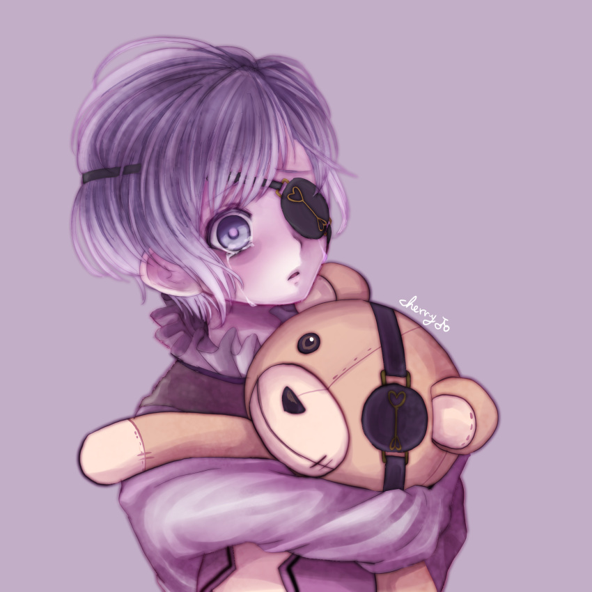 1boy, bags_under_eyes, blush, carrying, cherry_dot, collared_shirt, crying, diabolik_lovers
