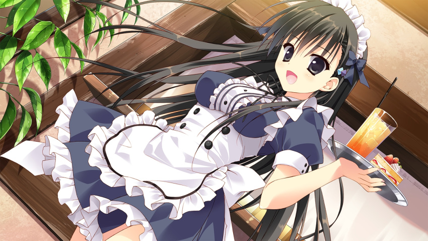 1girl, akiyoshi_fuyuka, black_hair, drink, female, feng, game_cg, kanojo_no_seiiki