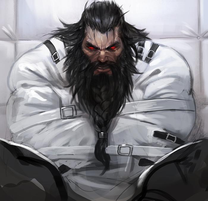 1boy, angry, beard, belt, black_hair, braid, dark_skin, dark_skinned_male