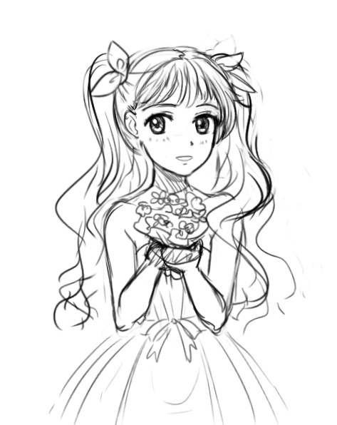 1girl, female, little_green_girl, monochrome, orikanekoi, solo, tagme, tied_hair