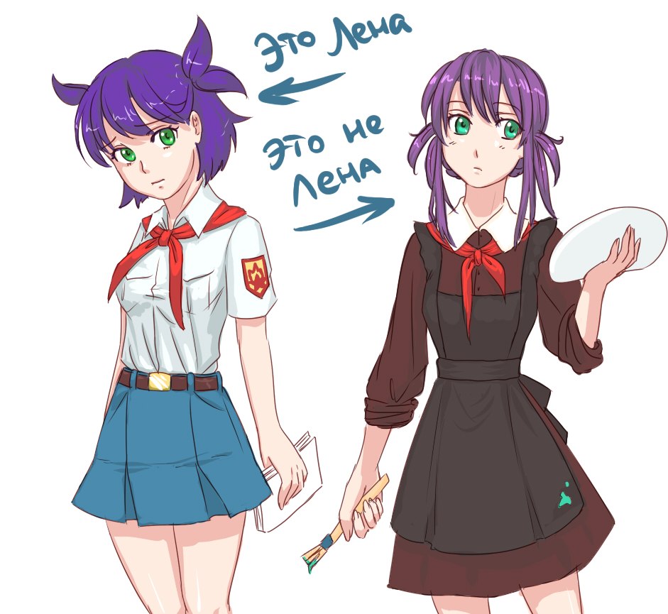 everlasting_summer, green_eyes, orikanekoi, purple_hair, soviet_pioneer, unyl-tan