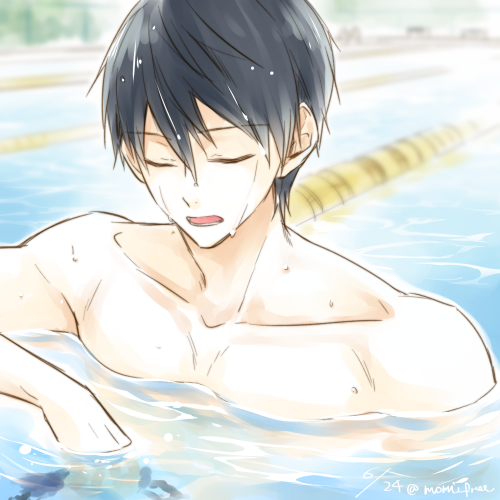 1boy, aoi_tomomi, black_hair, blue_eyes, free!, male_focus, nanase_haruka_(free!)