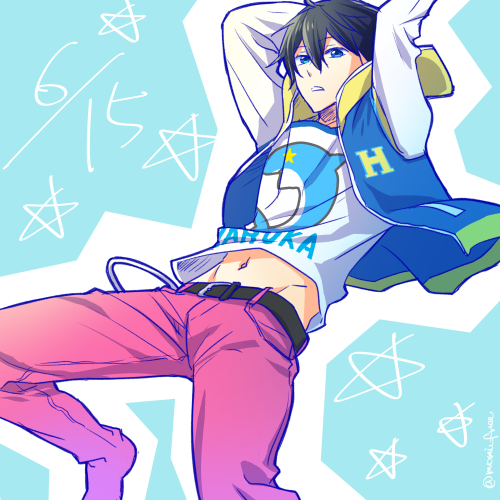 1boy, aoi_tomomi, black_hair, blue_eyes, free!, male_focus, nanase_haruka_(free!)