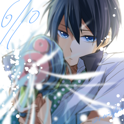 1boy, aoi_tomomi, black_hair, blue_eyes, free!, male_focus, nanase_haruka_(free!)