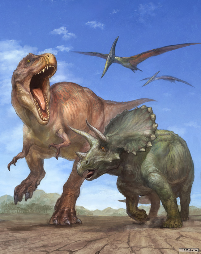 blue_sky, clouds, cloudy_sky, dinosaur, fangs, flying, forest, g.river