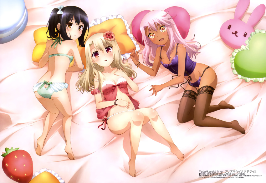 3girls, :d, absurdres, ass, ass_cutout, babydoll, bad_anatomy, barefoot