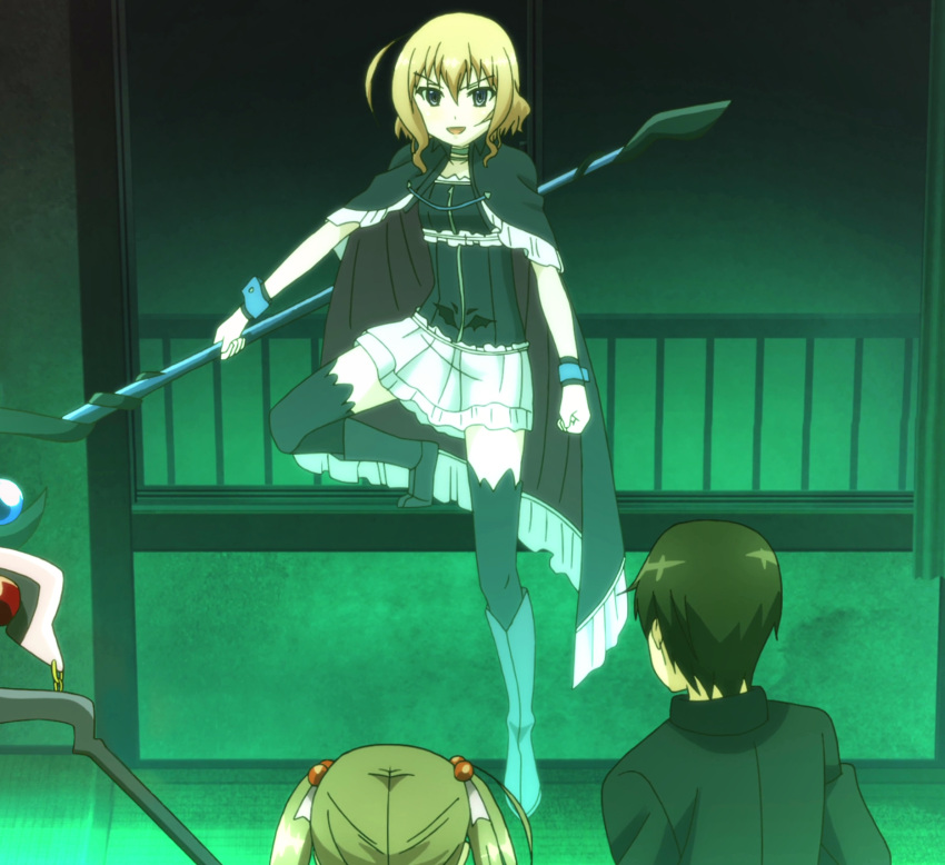 aika_maki, blonde_hair, boots, cape, magical_girl, nijino_yurika, pleated_skirt, rokujouma_no_shinryakusha!?