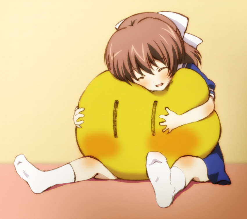 clannad, closed_eyes, dango, dango_daikazoku, feet, graphite_(medium), happy, highres