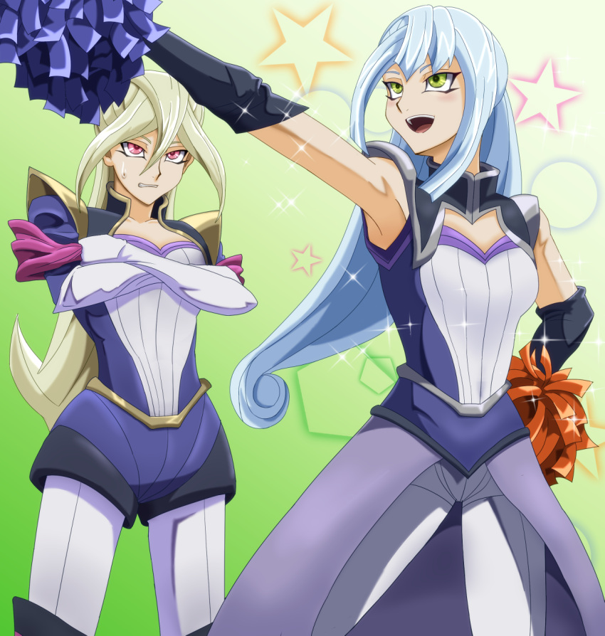 2girls, blonde_hair, gloria_tyler, gloves, grace_tyler, green_eyes, long_hair, multiple_girls