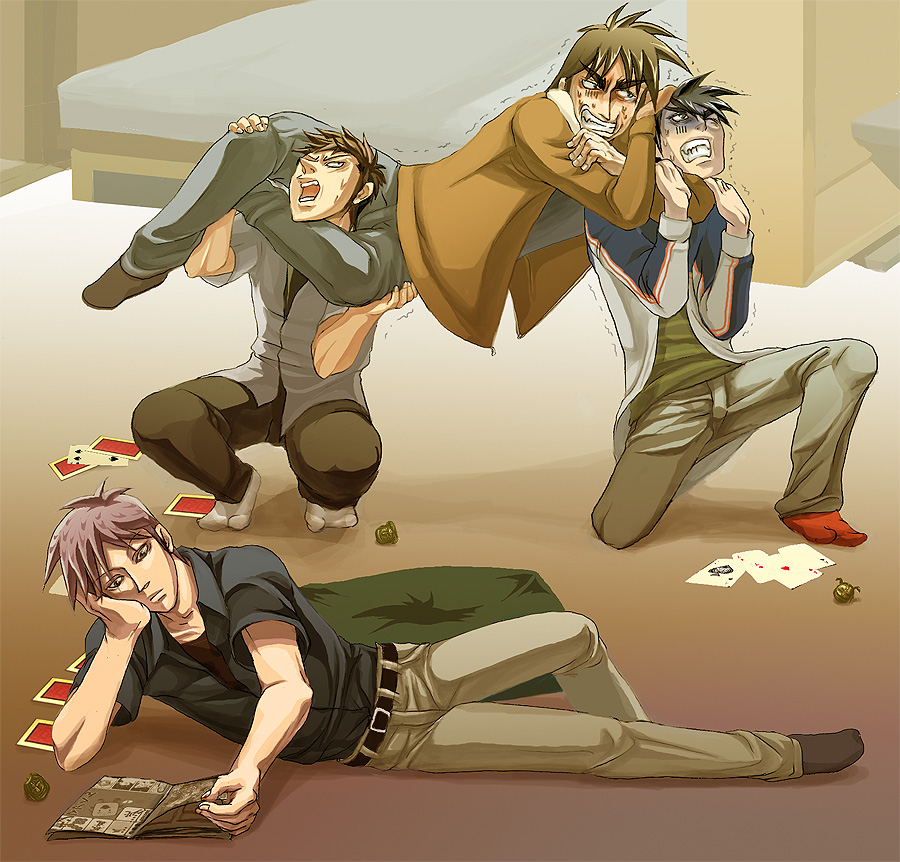 akagi_shigeru, akashiba, asphyxiation, battle, buraiden_gai, card, cards, choke