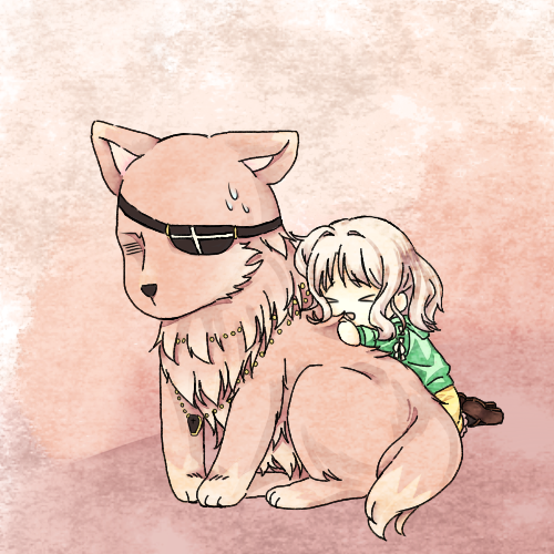 >_<, 1girl, animal, animalization, blonde_hair, child, closed_eyes, diabolik_lovers