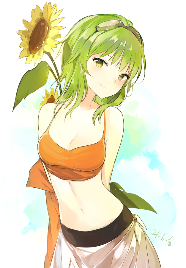 1girl, arms_behind_back, bangs, bare_shoulders, blush, breasts, cleavage, commentary