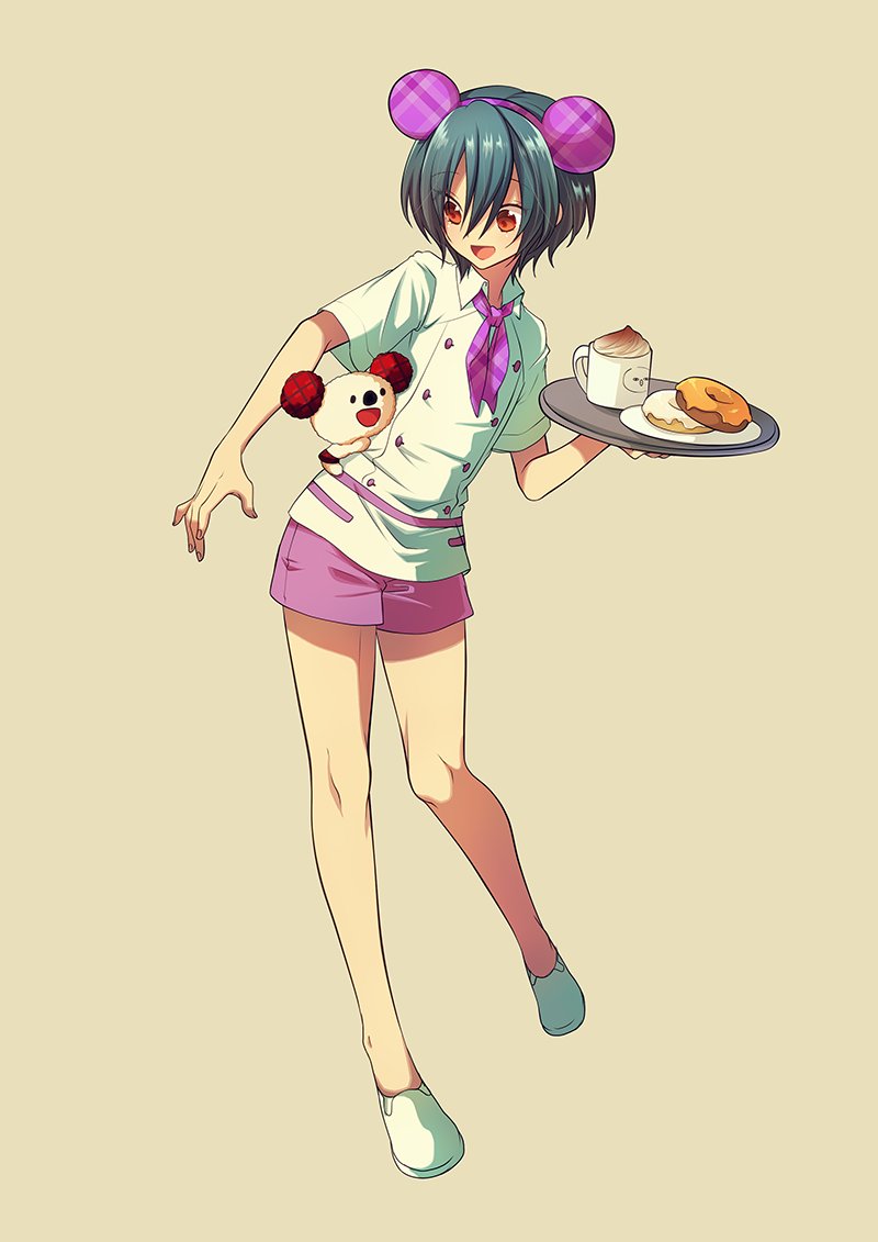 1boy, animal_ears, coffee, doughnut, food, high_speed!, kirishima_ikuya, koala
