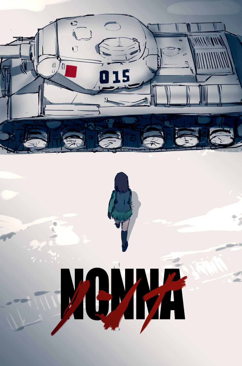 akira, gbmah, girls_und_panzer, is-2, nonna, parody, poster, snow