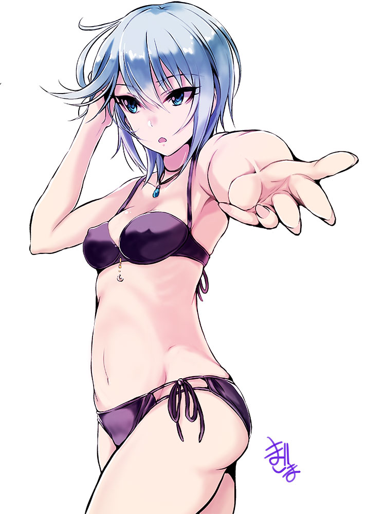 1girl, amari_yuki, anastasia_(idolmaster), bikini, blue_eyes, blush, breasts, idolmaster