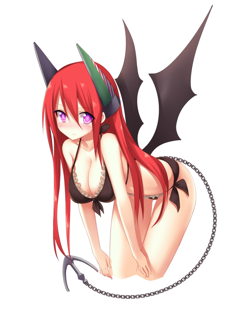 1girl, aixioo, anchor, aviere_(zhan_jian_shao_nyu), bat_wings, bent_over, bikini, blush